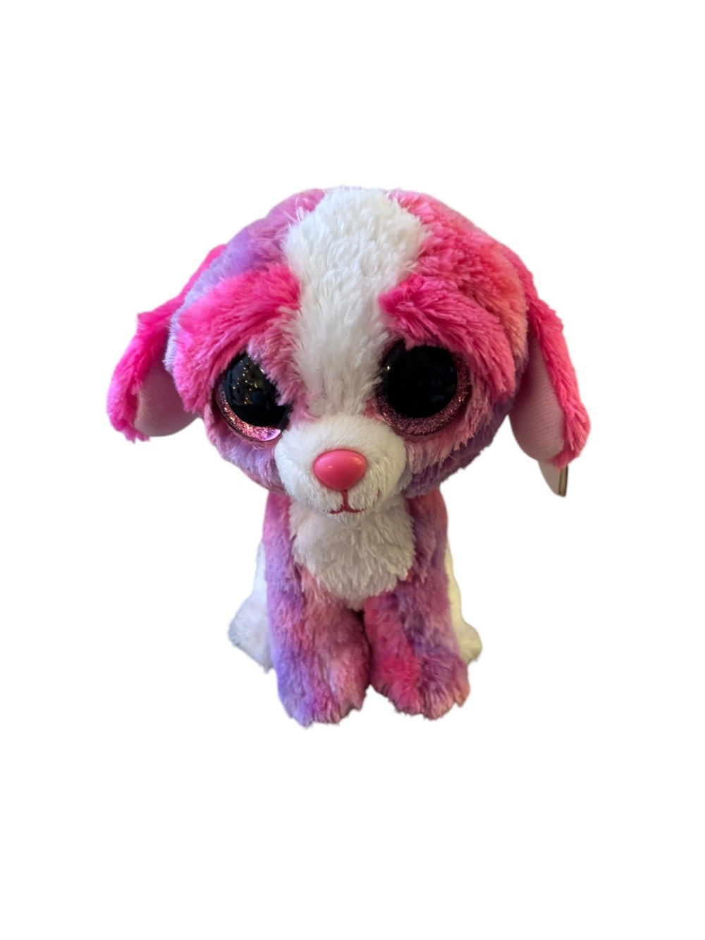 Ty Beanie Boos Sherbet Dog Plush Pink Purple Glitter Eyes w/ Tag
